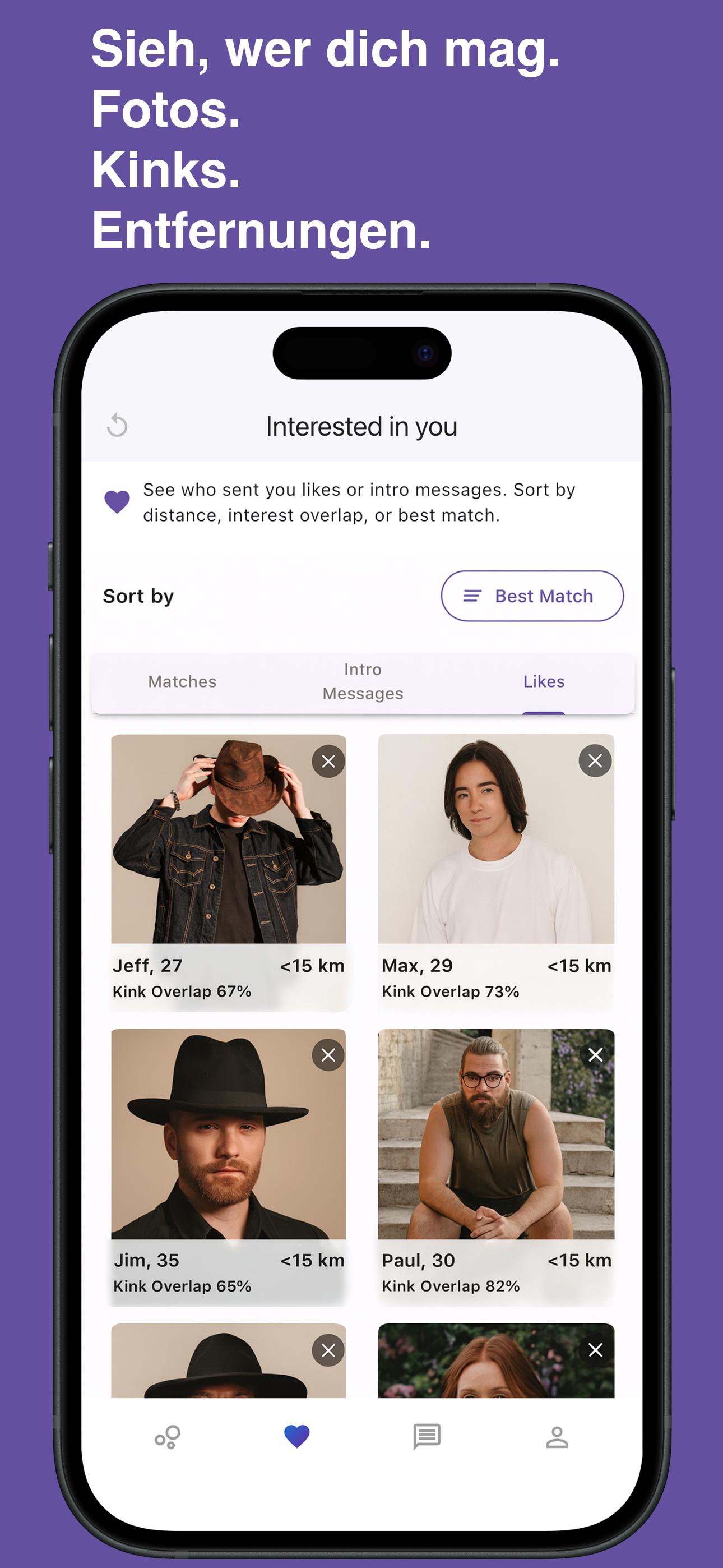 Match with compatible partners locally or globally in Kinksy